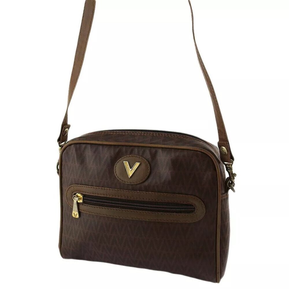 Mario Valentino Shoulder Bag V Mark PVC ?~ Leather Authentic Used T19325